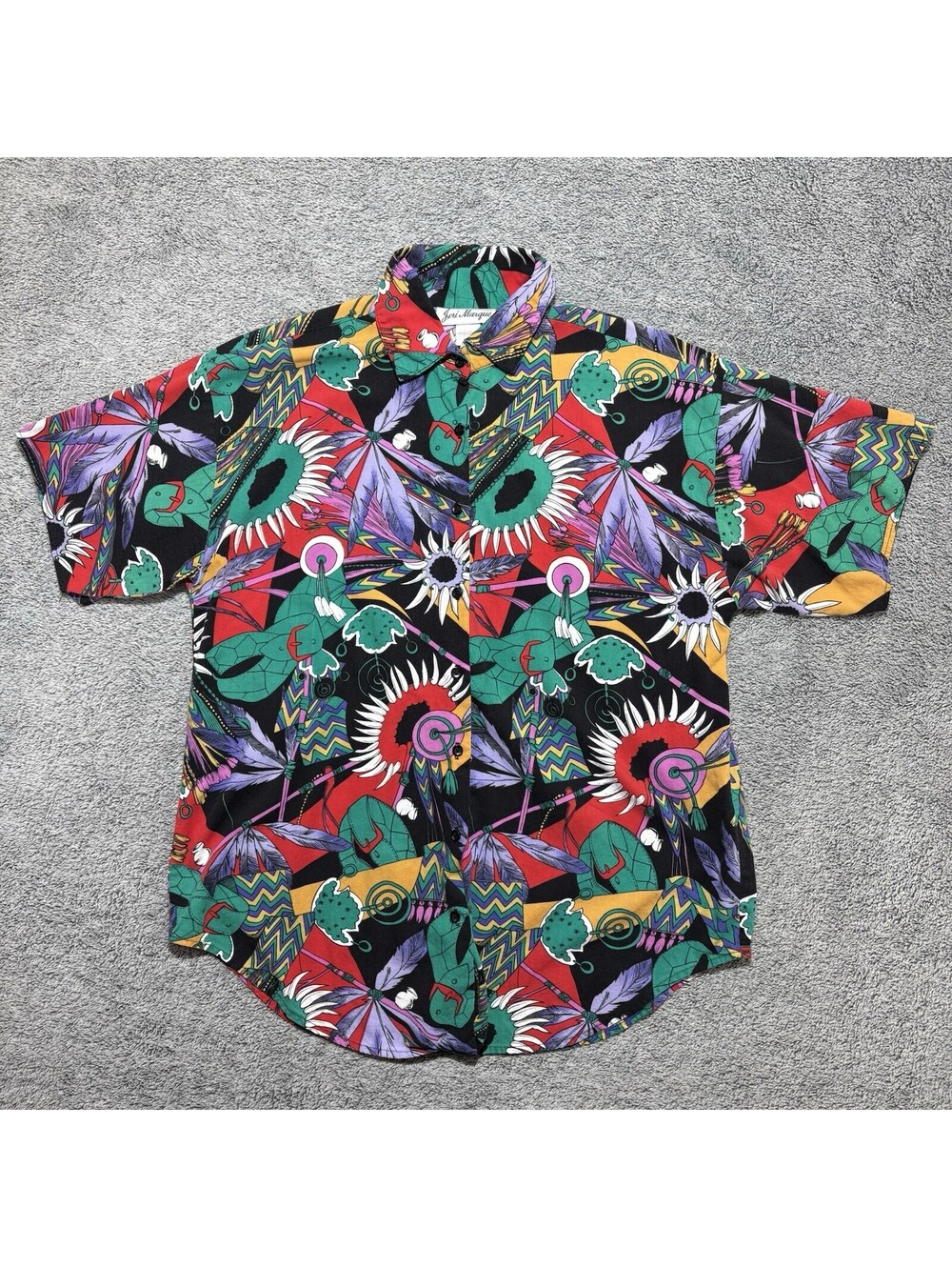 Vintage Jeri Marques Button Up 80’s Retro Floral Unisex Women’s Size 14 Large